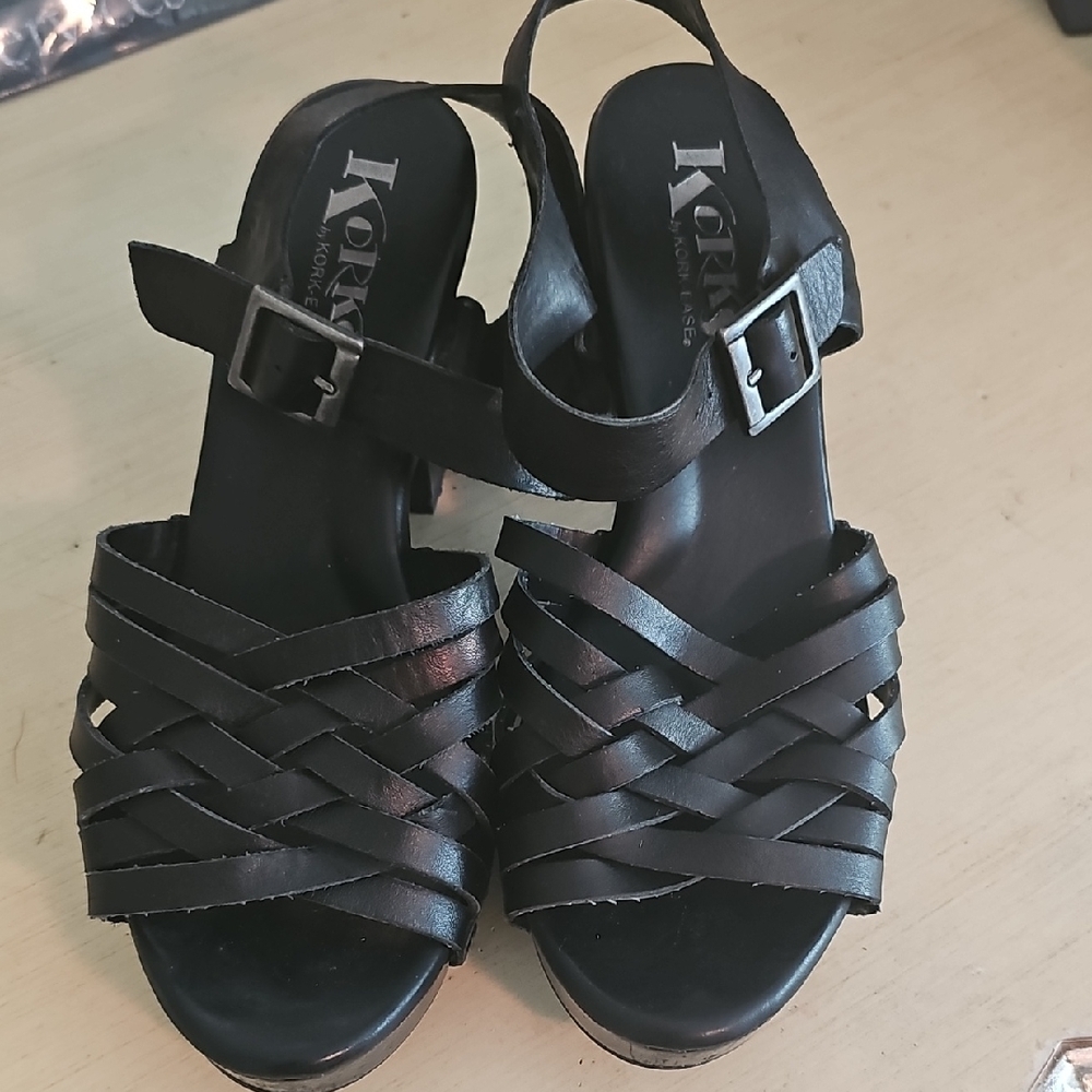 Kork-Ease Women's Black Strappy Sandals Size 8